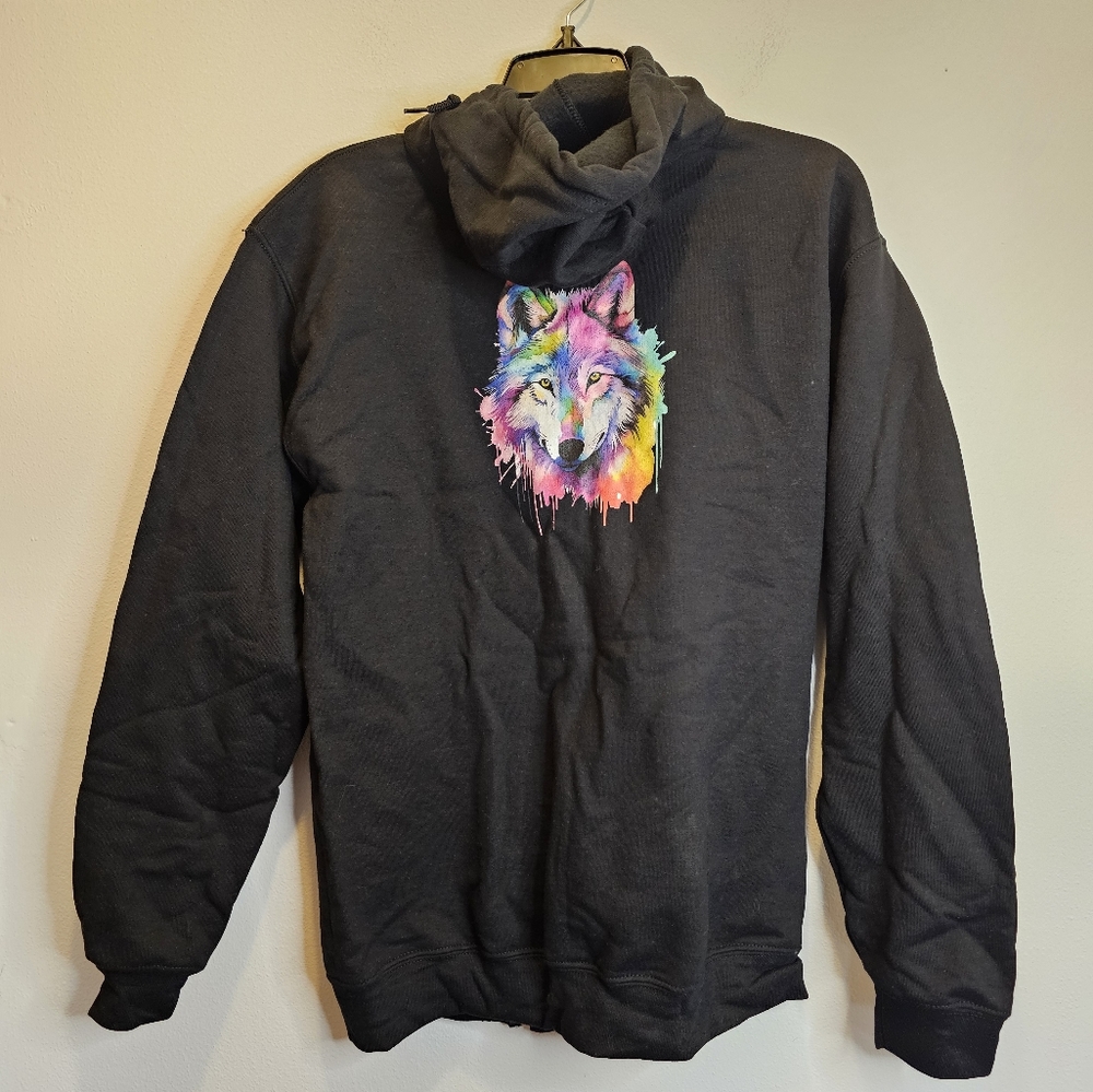 Gildan custom wolf zippered hoodie Size S